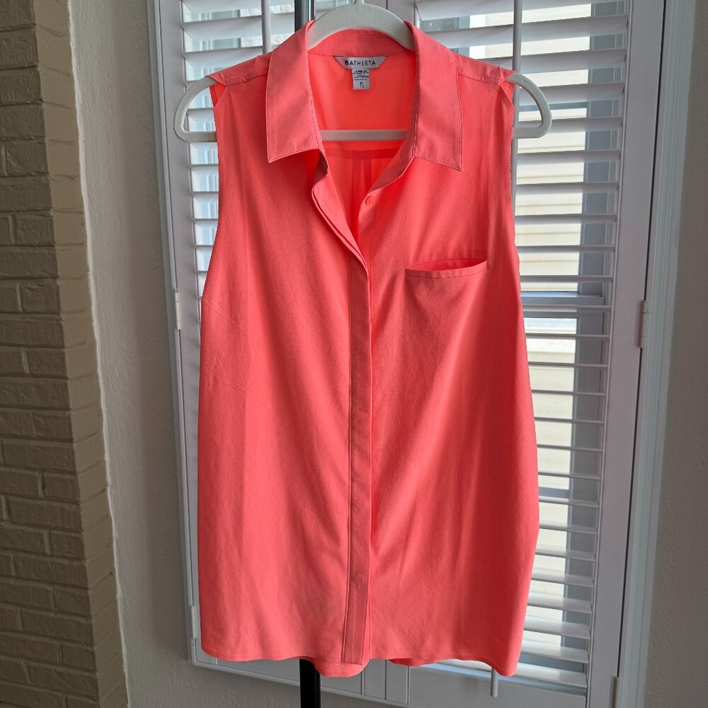 Athleta Performance Collared Button-Down Tank - image 1